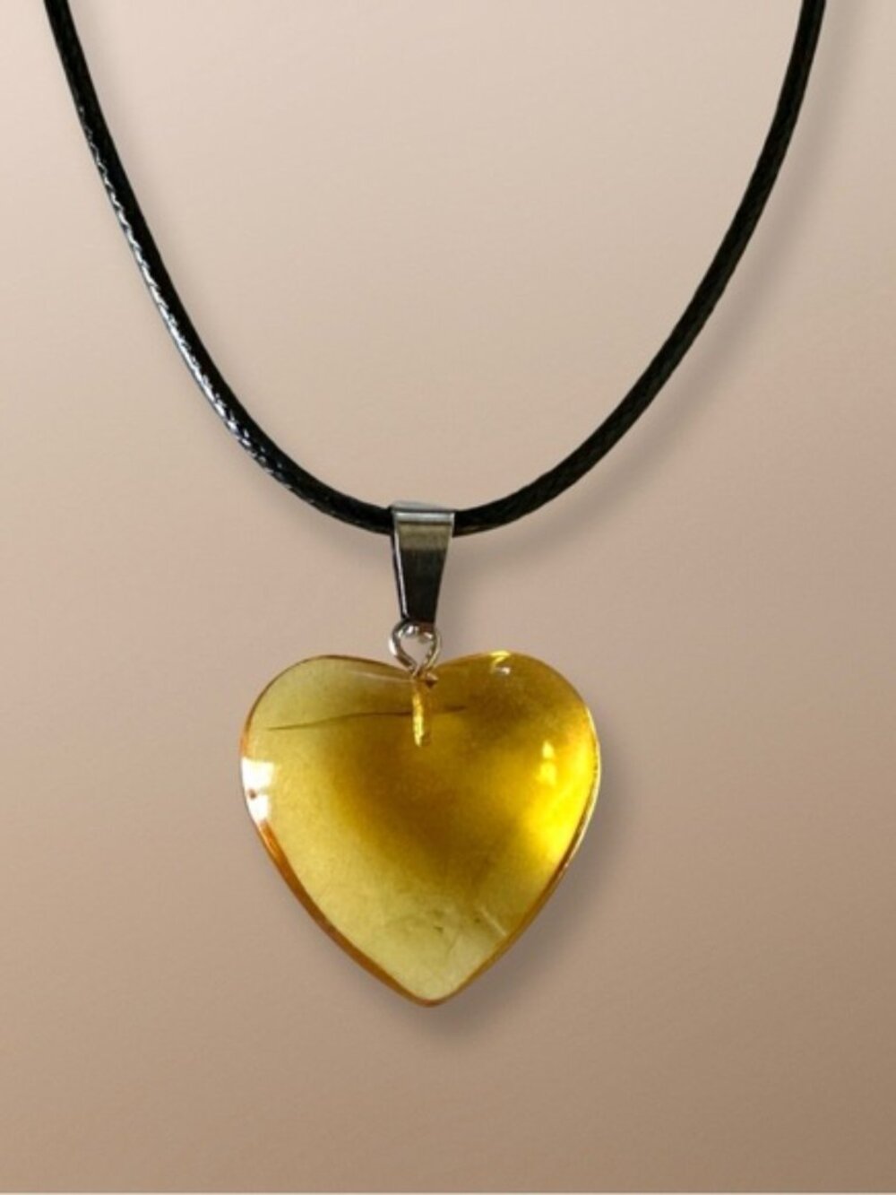 ⭐️ 5 for $25 Heart Shaped Crystal Glass Pendant Necklace on a Black Cord